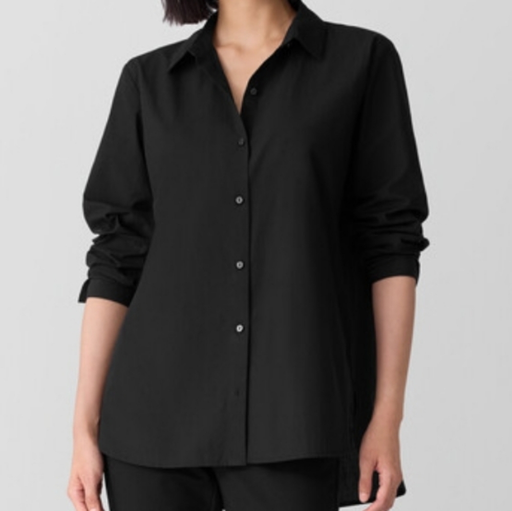 Eileen Fisher Organic Cotton Classic Poplin Collar Shirt